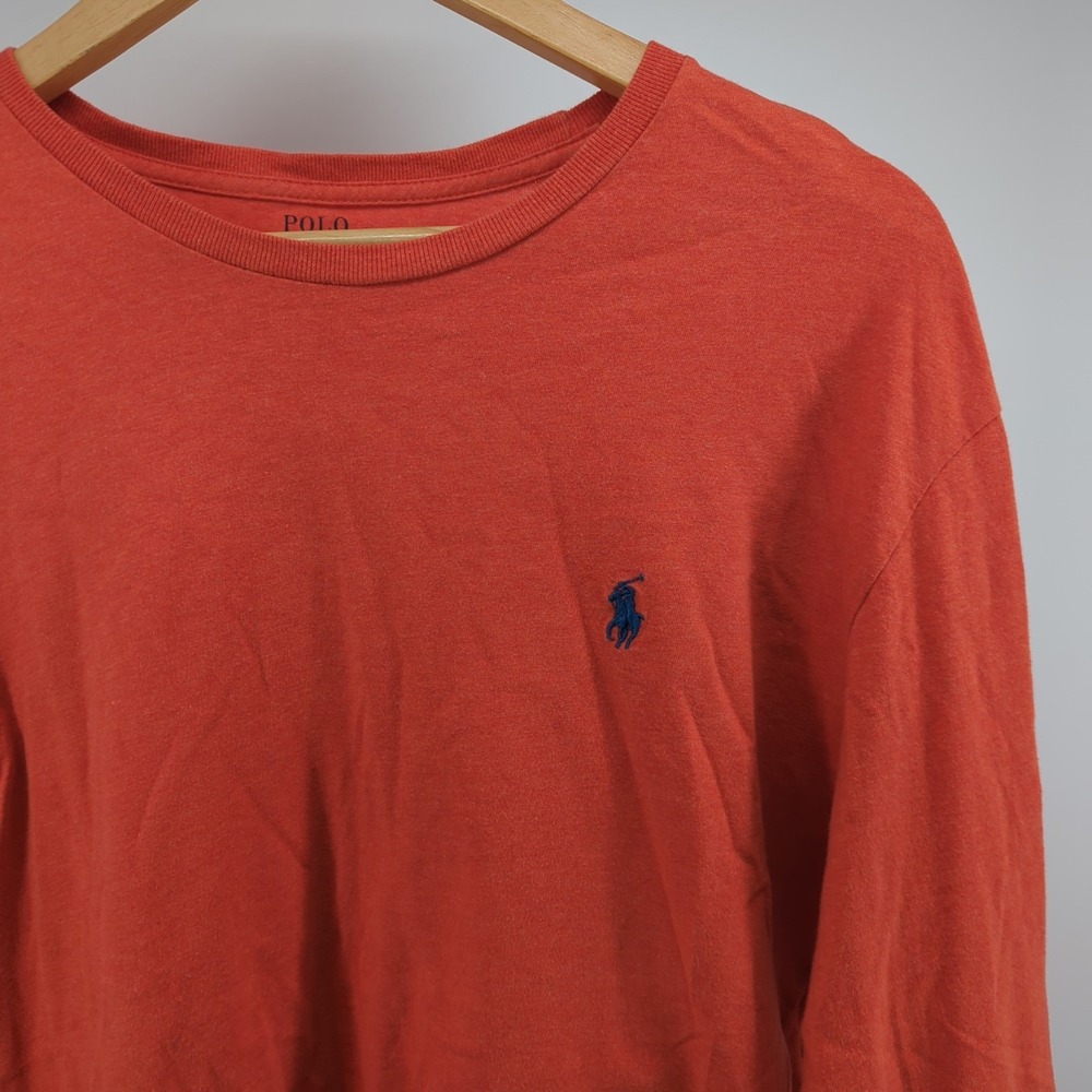 Polo Ralph‎ Lauren Men's Large Long sleeve Shirt Orange W Pony Cotton Preppy